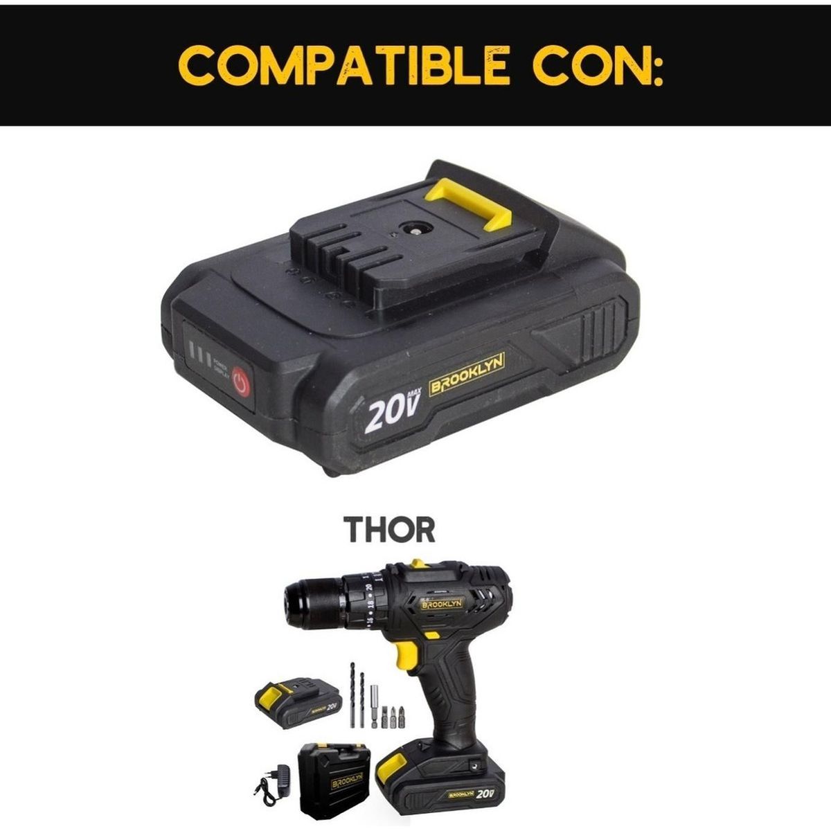 BROOKLYN - Bateria 20v 15mah Para Herramientas Y Taladros Brooklyn