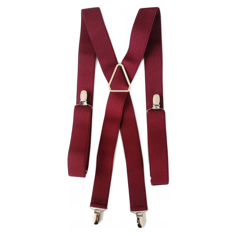 LUCIA CORBATAS - Suspensor hombre elastico burdeo 4 broches Luciacorbatas