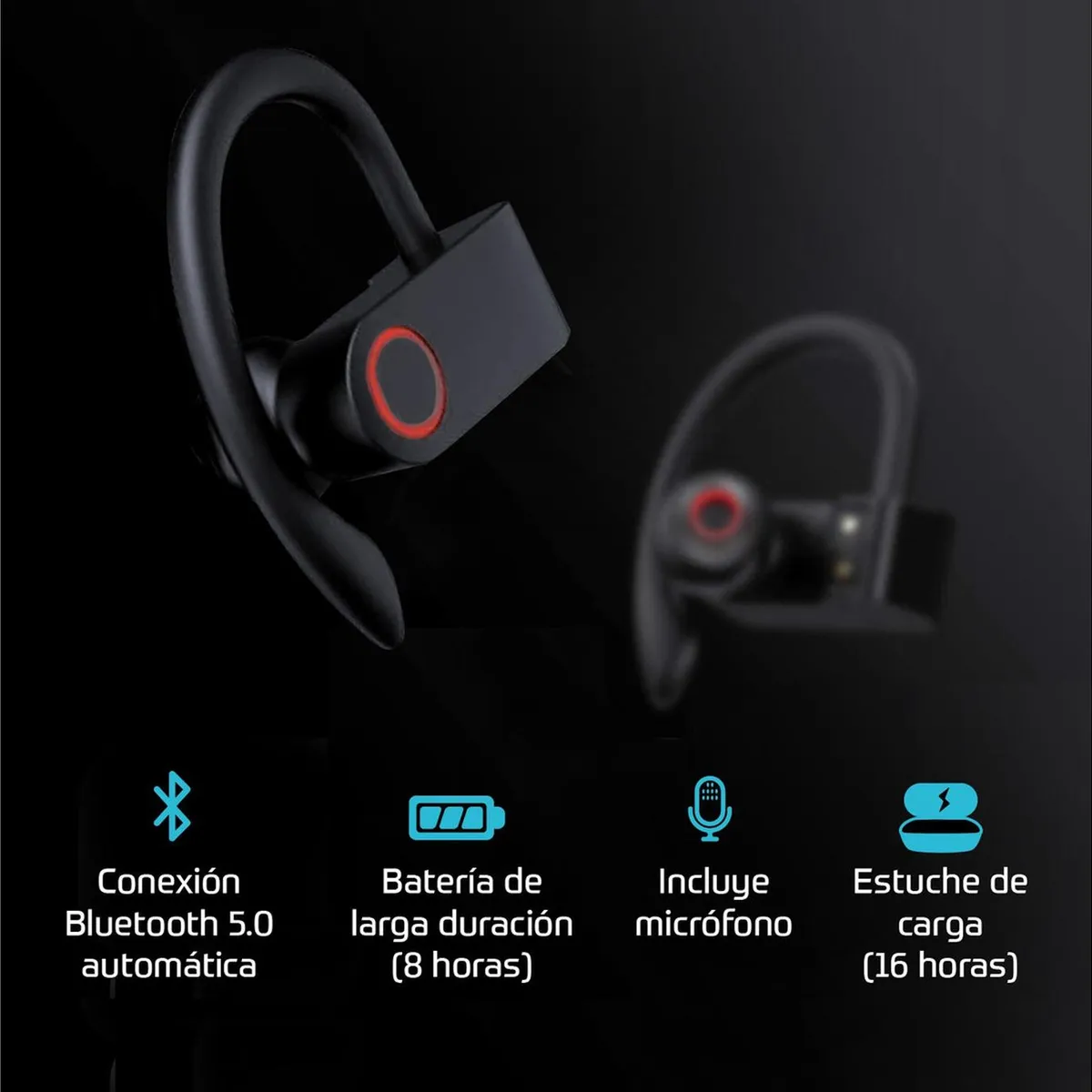 LINKON - Audifonos Deportivos Inalambricos Bluetooth Estuche Recarga