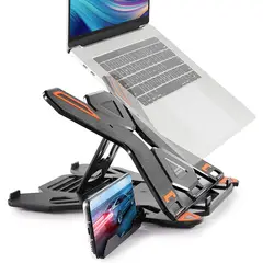 LINKON - Soporte Base Notebook Y Celular Ajustable Hasta 17 Pulgadas - Negro