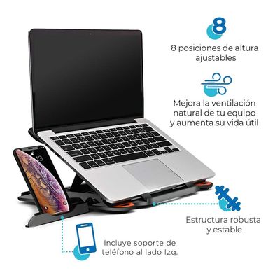 Imagen 2 del producto Soporte Base Notebook Y Celular Ajustable Hasta 17 Pulgadas - Negro