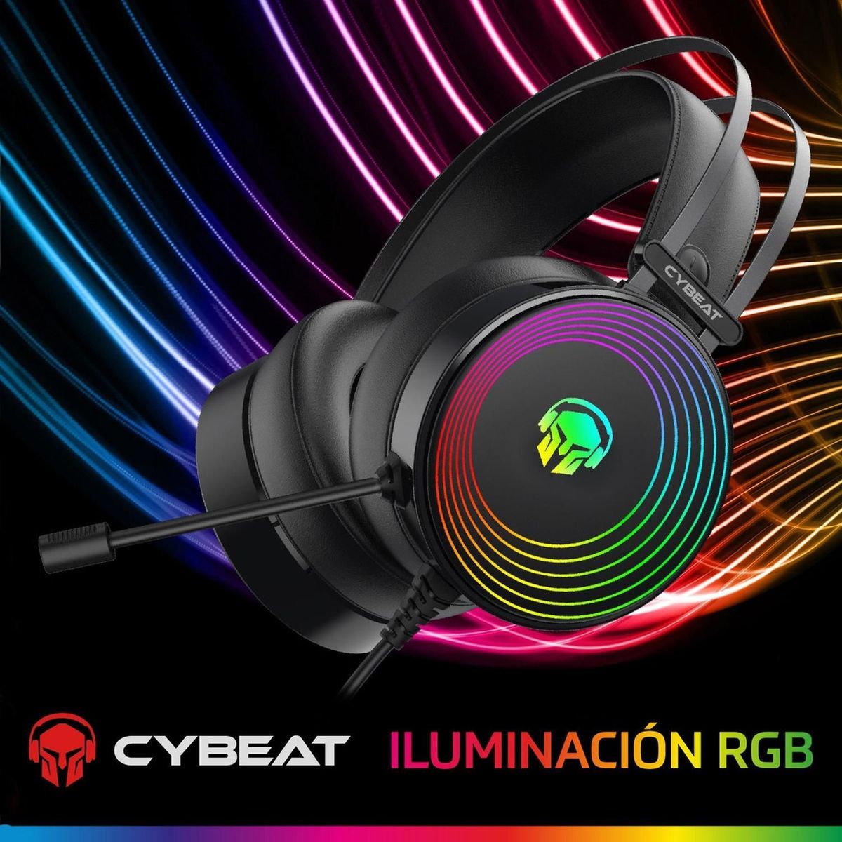 CYBEAT - Audifonos Gamer Cybeat Bison Pc Ps4 Ps5 Xbox Luz Rgb - Negro