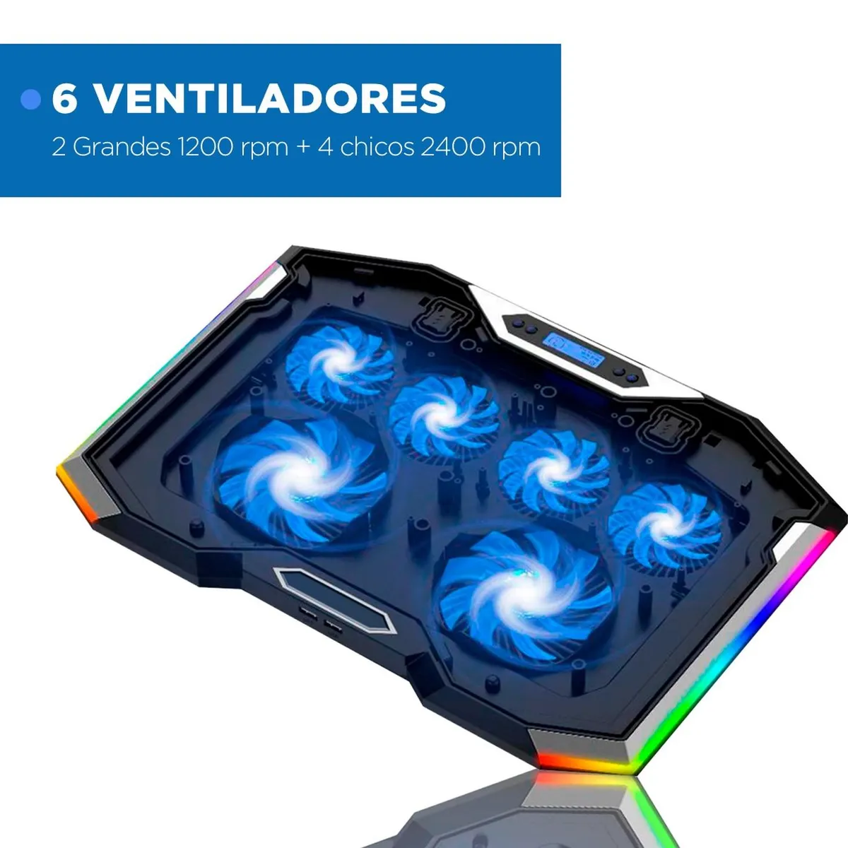 LINKON - Base Cooler 6 Ventiladores Enfriador Notebook Lcd Luz Rgb