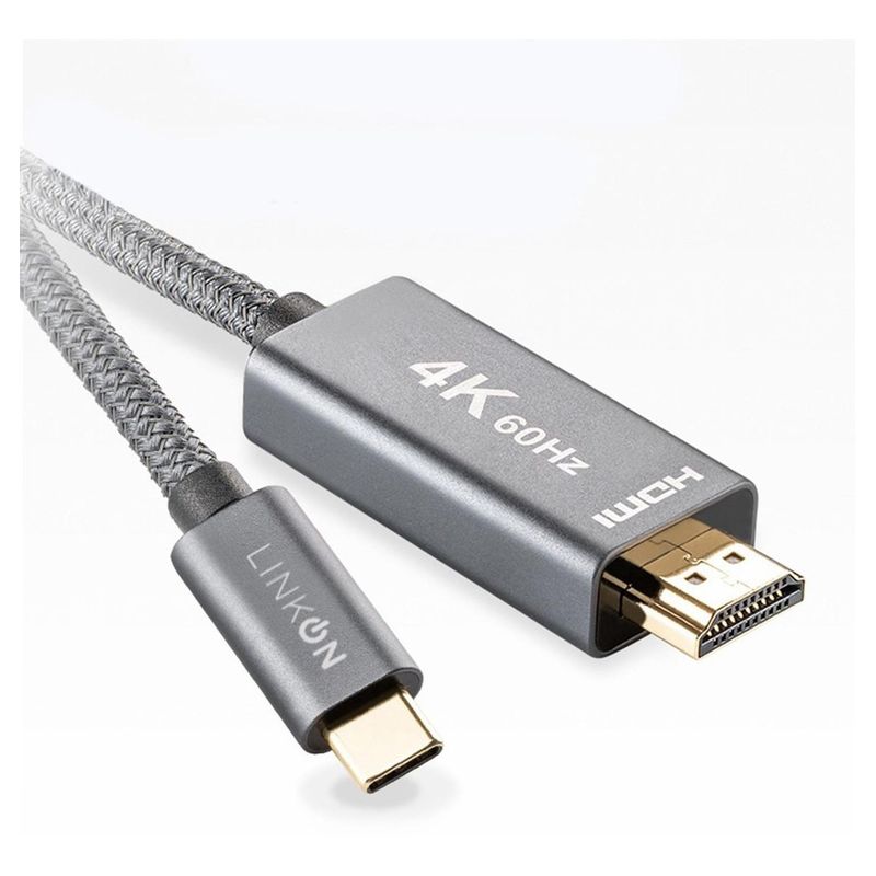 LINKON - Cable Adaptador Usb C A Hdmi V2.1 4k 60hz Trenzado Oro 2mt