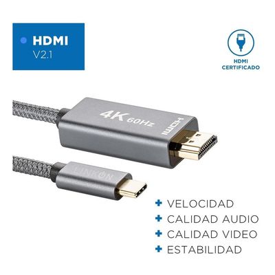 Imagen 2 del producto Cable Adaptador Usb C A Hdmi V2.1 4k 60hz Trenzado Oro 2mt