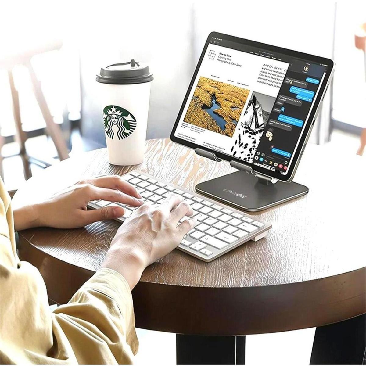 LINKON - Soporte Base Porta Celular Para iPad Tablet Escritorio Alumi