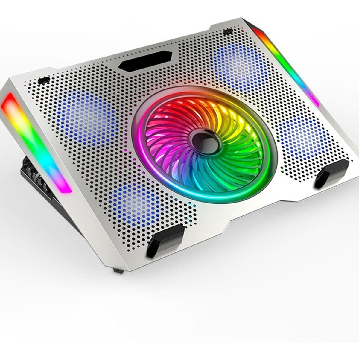 LINKON - Base Ventilador Enfriador Notebook 5 Fans Rgb Aluminio 2 Usb
