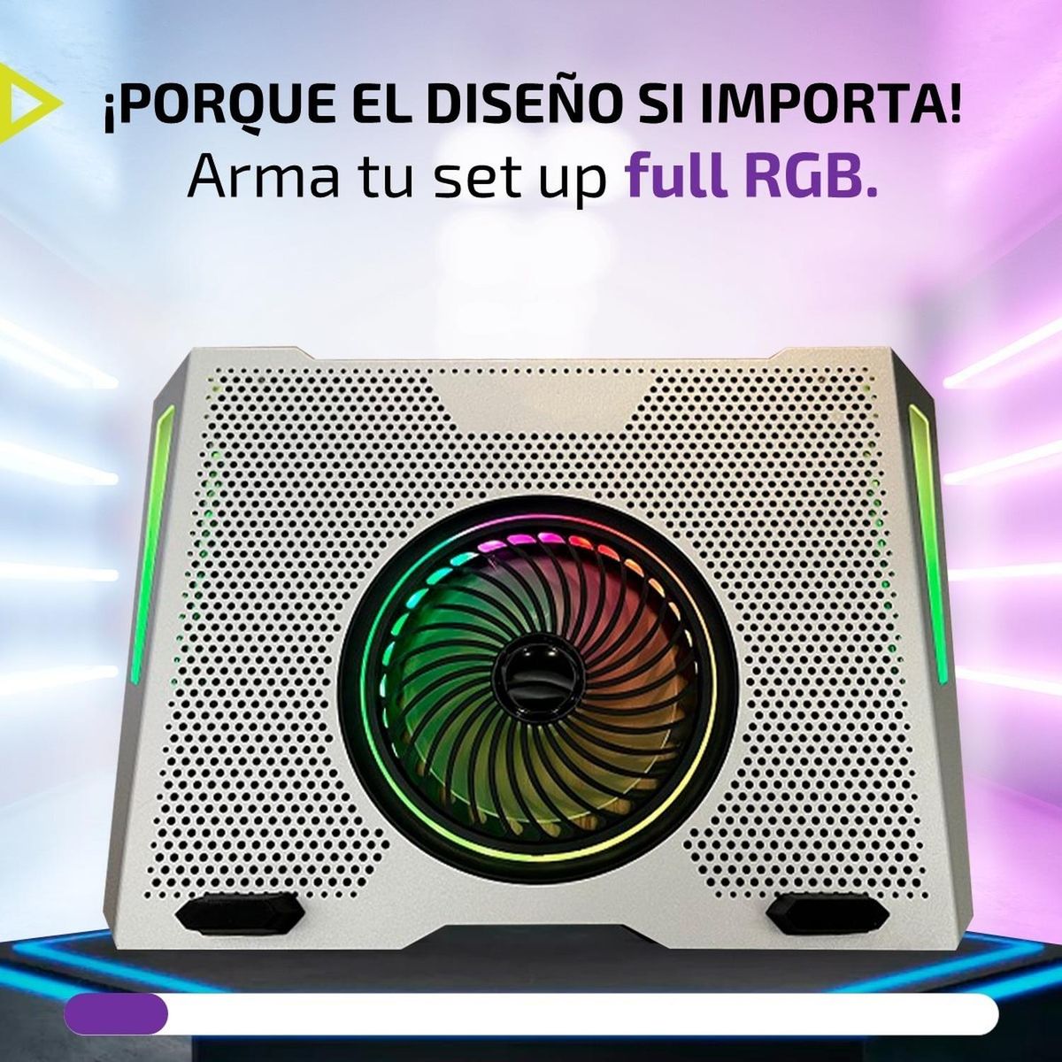 LINKON - Base Ventilador Enfriador Notebook 5 Fans Rgb Aluminio 2 Usb