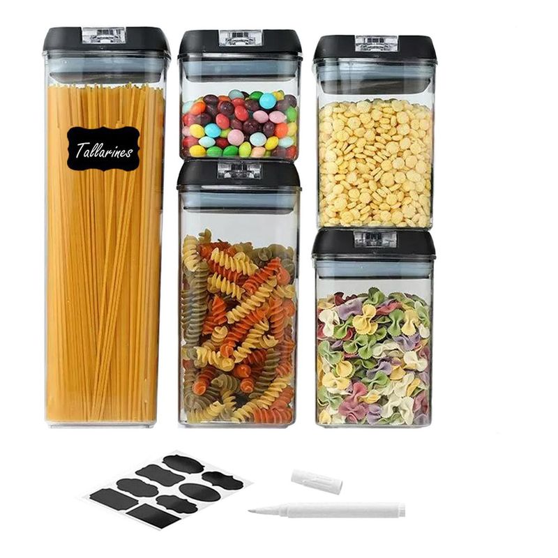 CASATUA - Contenedores Alimento Hermeticos Set 5 Apilable Cierre Facil