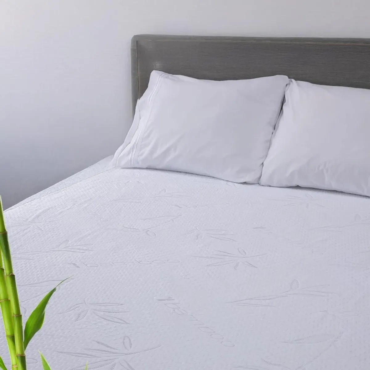 CASATUA - Cubre Colchon Protector Impermeable Bambu - Blanco - 2 plazas