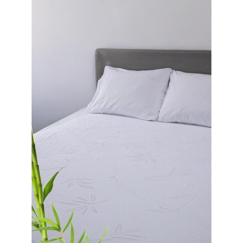 CASATUA - Cubre Colchon Protector Impermeable Bambu - Blanco - 2 plazas