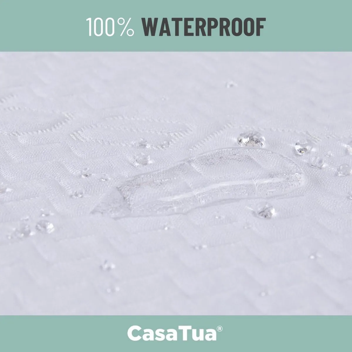 CASATUA - Cubre Colchon Protector Impermeable Bambu - Blanco - 2 plazas