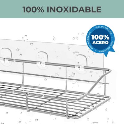Imagen 2 del producto Organizador De Ducha Set X2 Repisa Baño Adhesivo Inoxidable - Plateado