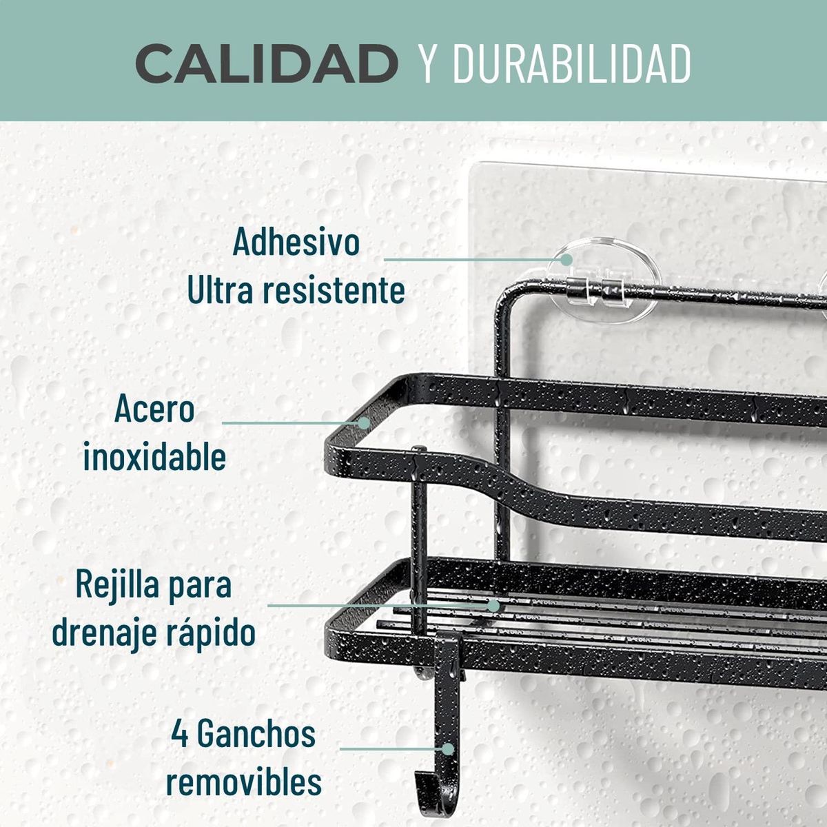 CASATUA - Organizador De Ducha Repisa Baño Adhesivo Set 2 Inoxidable - Gris oscuro