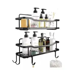 CASATUA - Organizador De Ducha Repisa Baño Adhesivo Set 2 Inoxidable - Negro