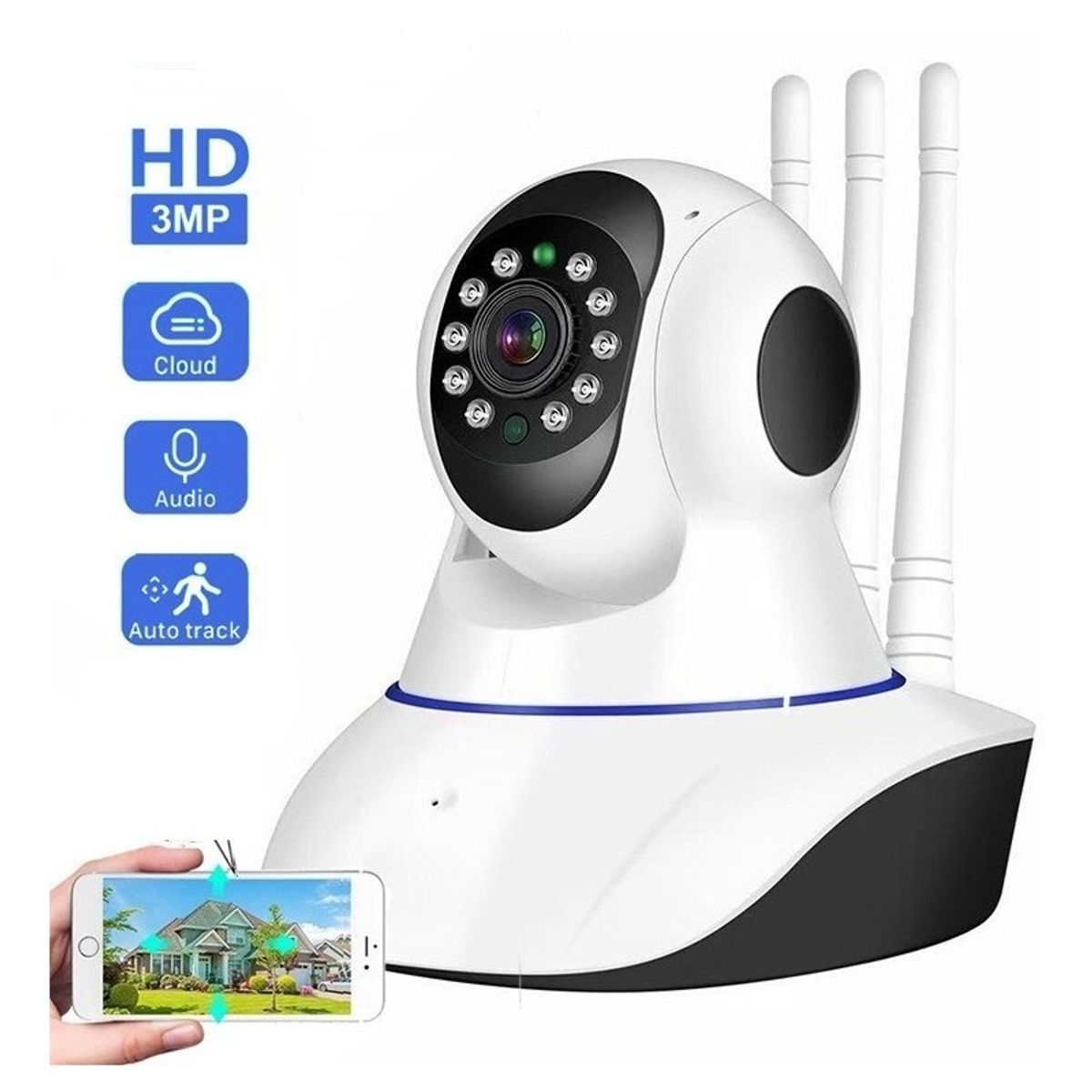 GENERICO - Camara Ip Wifi Hd Motorizada Vision Nocturna 360°
