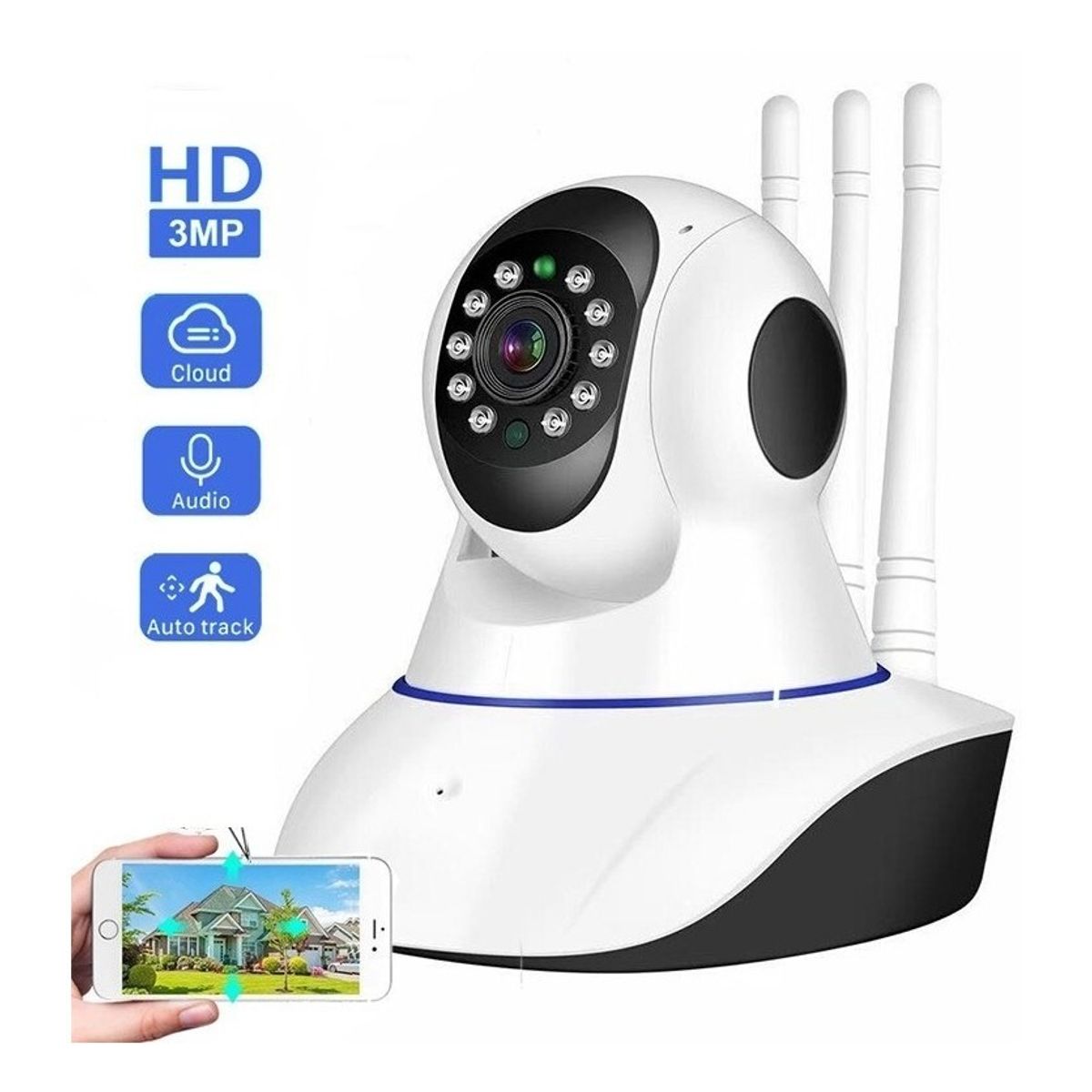 GENERICO - Camara Ip Wifi Hd Motorizada Vision Nocturna 360°