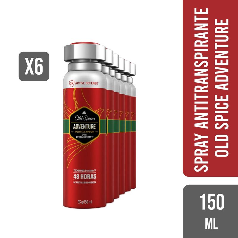 OLD SPICE - Pack 6 Spray Antitranspirante Adventure Old Spice