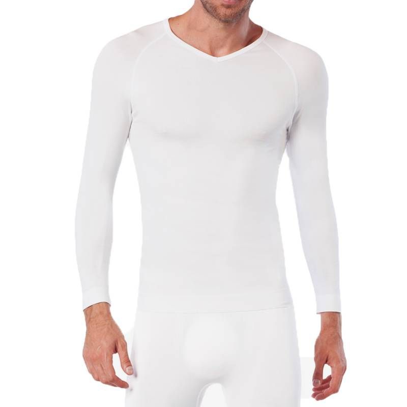 GARSIL - Camiseta Polera Manga Larga Primera Capa Bambú Hombre Cuello En V