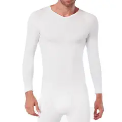 GARSIL - Camiseta Polera Manga Larga Primera Capa Bambú Hombre Cuello En V