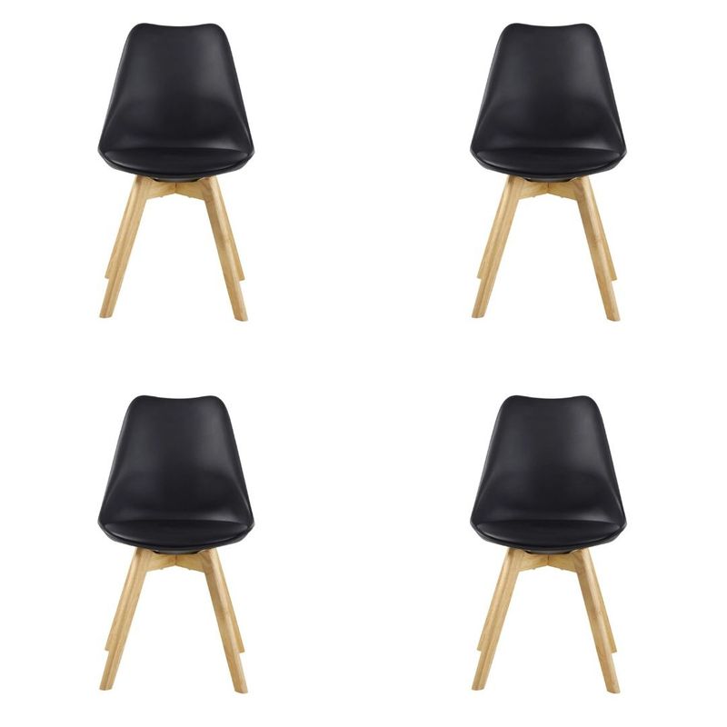 OH MI HOGAR - Pack 4 Sillas de Comedor Acolchadas Negro