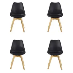 OH MI HOGAR - Pack 4 Sillas de Comedor Acolchadas Negro