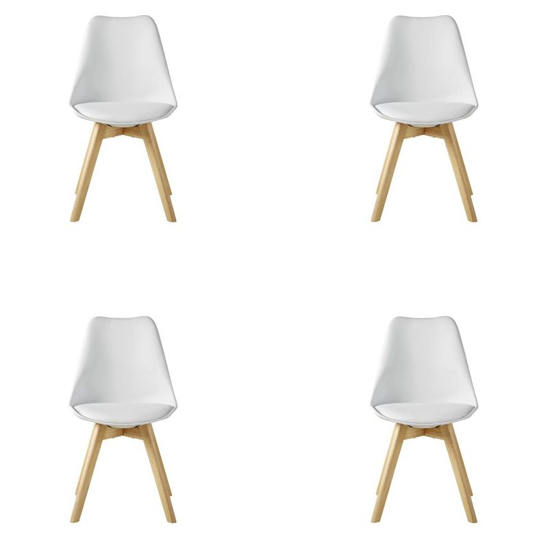 OH MI HOGAR - Pack 4 Sillas de Comedor Acolchadas Blanco