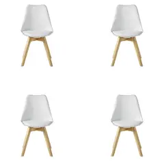 OH MI HOGAR - Pack 4 Sillas de Comedor Acolchadas Blanco