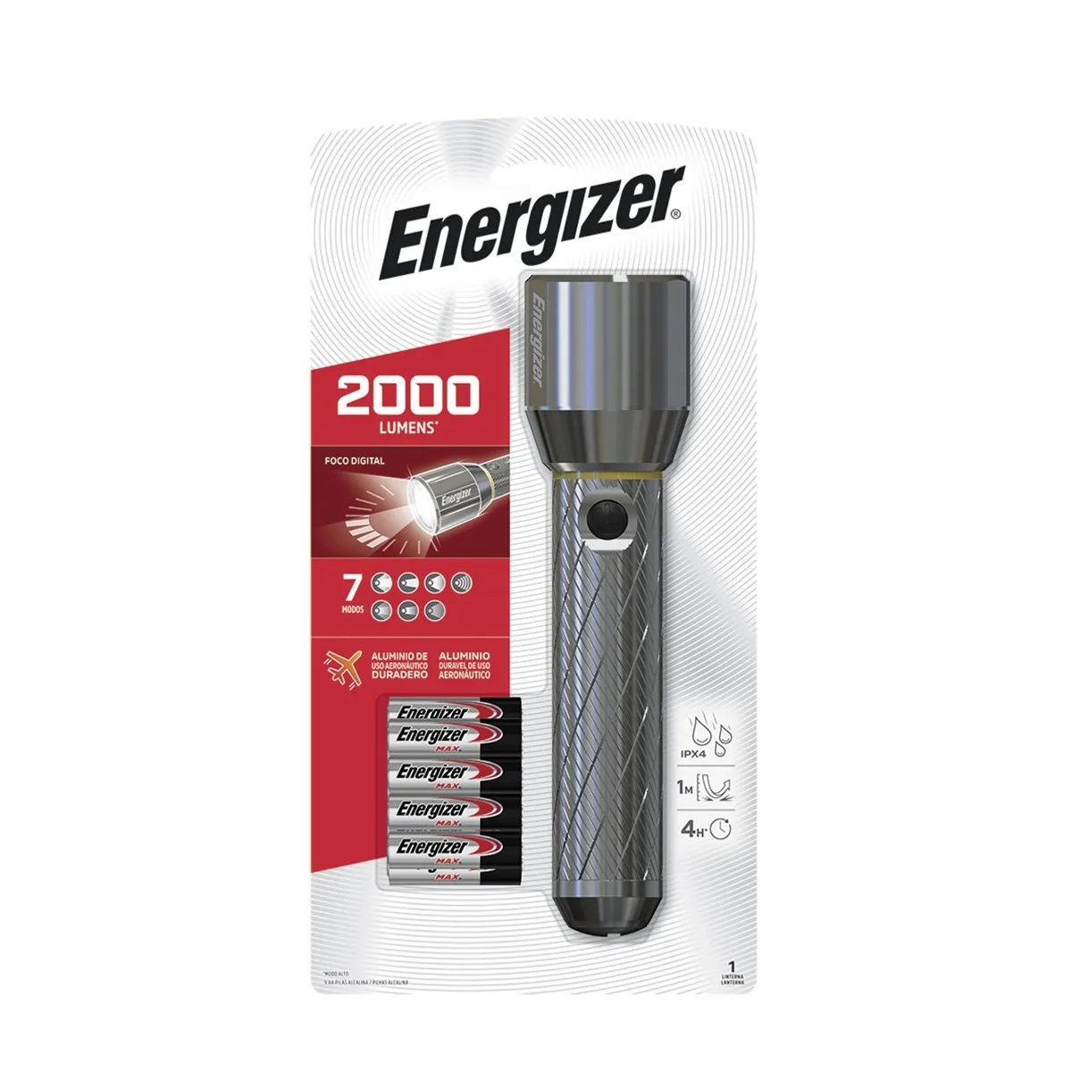 ENERGIZER - Linterna Energizer MTL 2000 Lumens + 9 pilas AAA