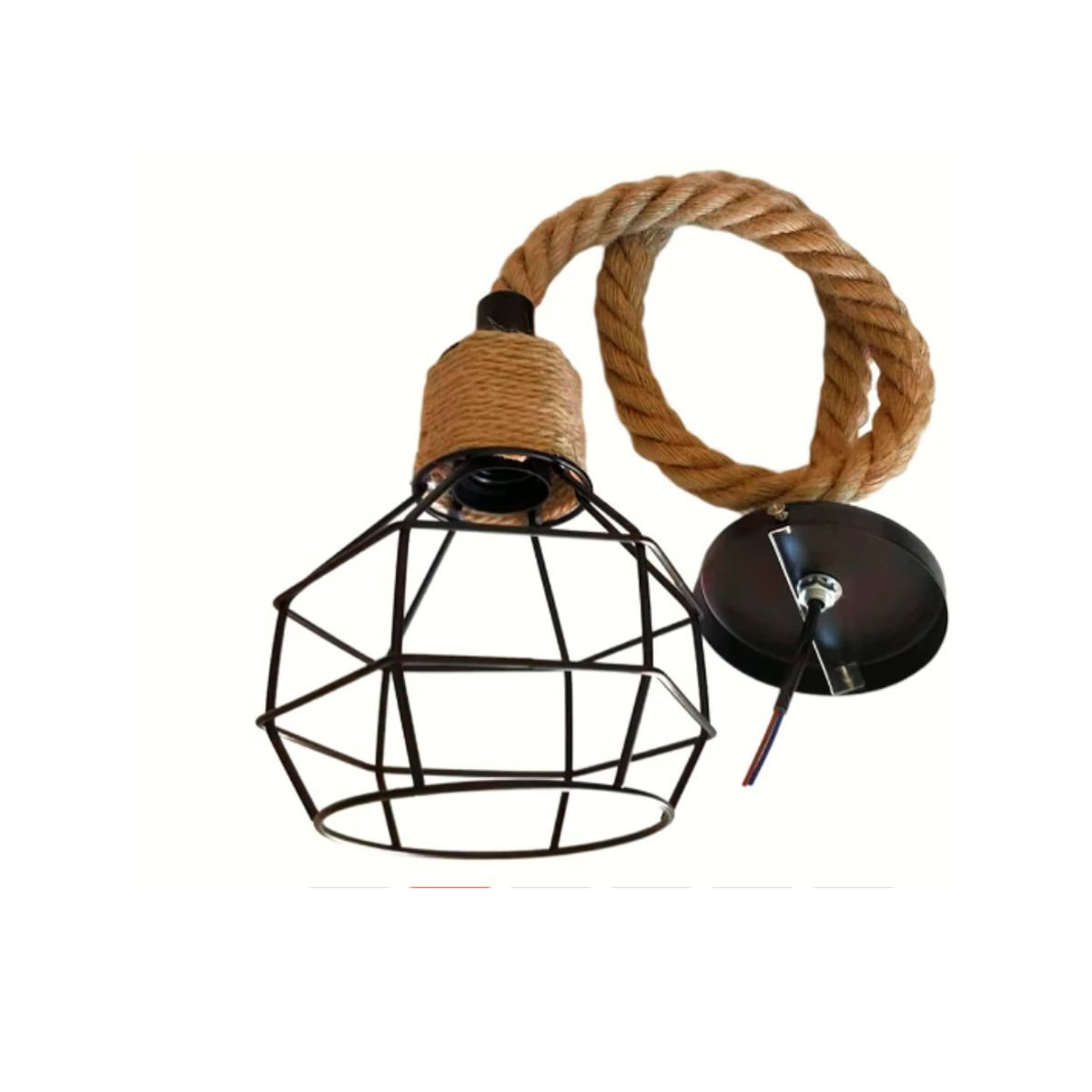 GENERICO - LAMPARA  COLGANTE ESTILO INDUSTRIAL CON CAÑAMO DE 80CM