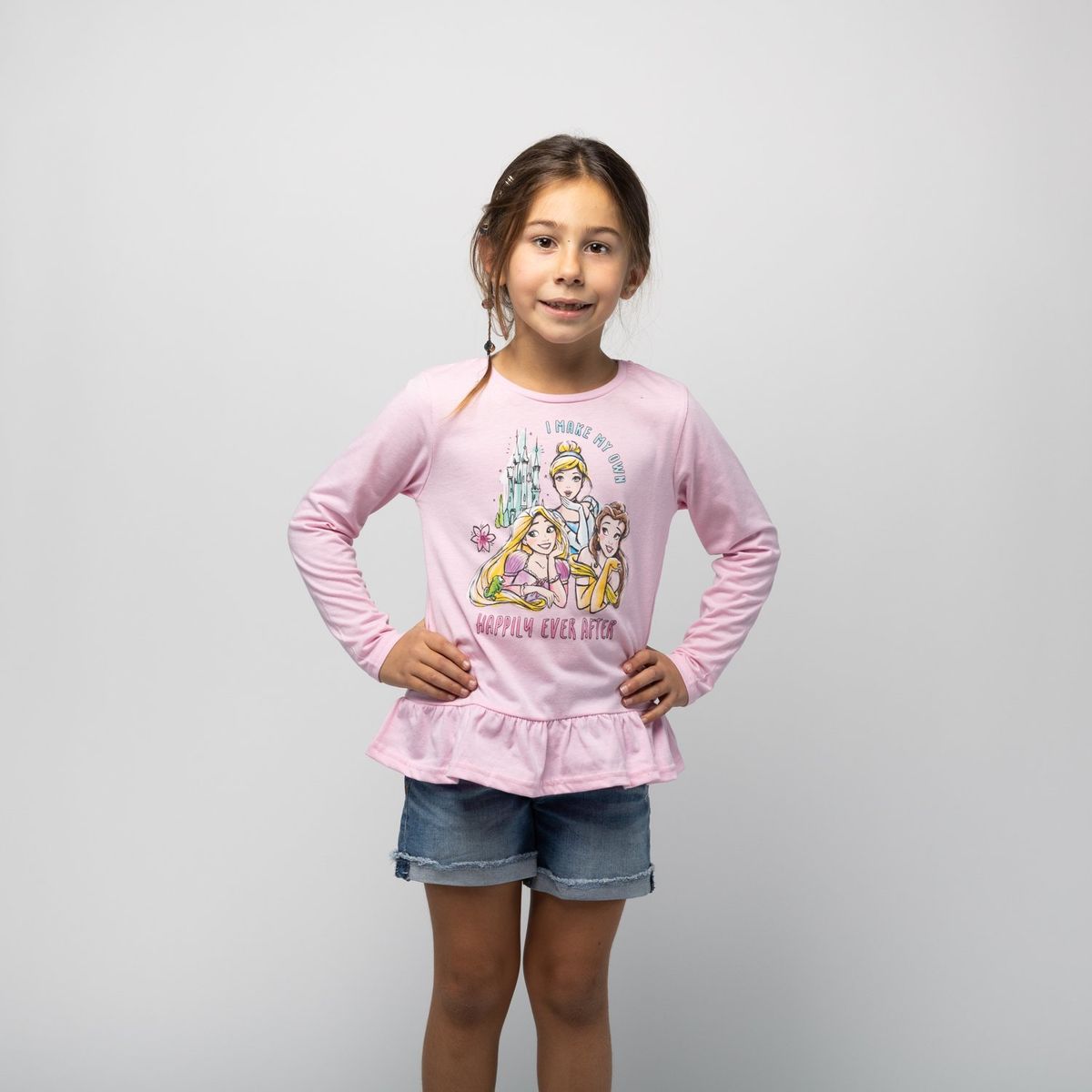 DISNEY - Polera Manga Larga Niña Princesas Xo Rosado Disney