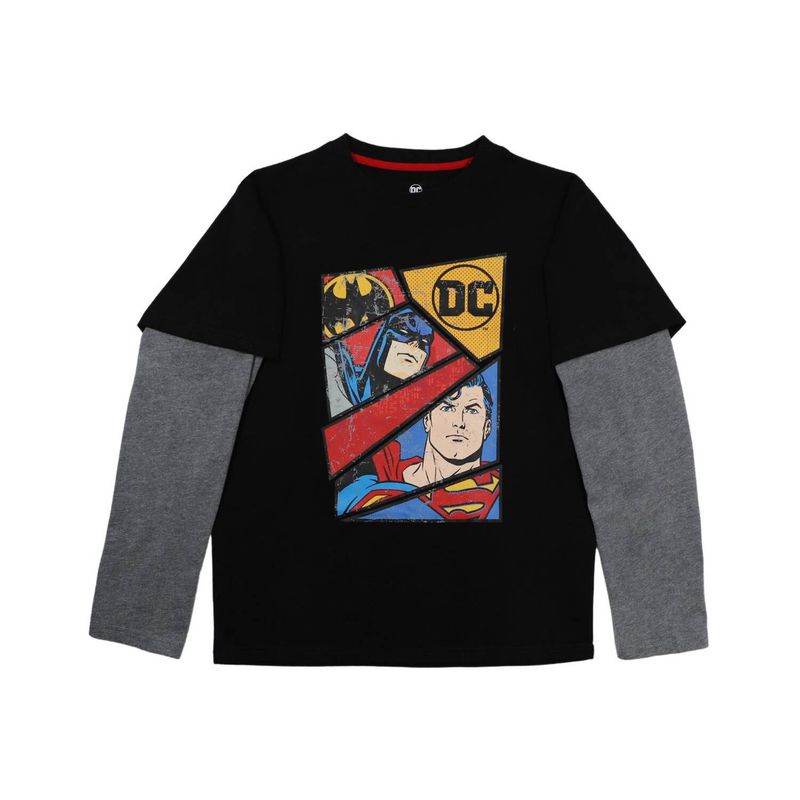 DC COMICS - Polera Manga Larga Niño Justice League Go Negro Dc Comics