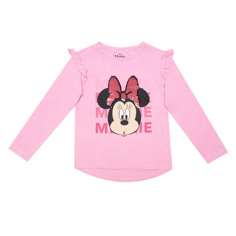 DISNEY - Polera Manga Larga Niña Minnie Wow Rosado Disney
