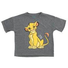 DISNEY - Polera Manga Corta Niña Rey Leon Hello Gris