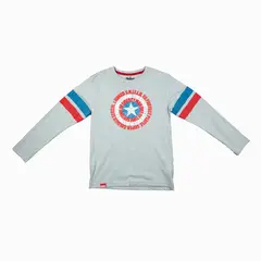 MARVEL - Polera Manga Larga Niño Capitan America Real Gris