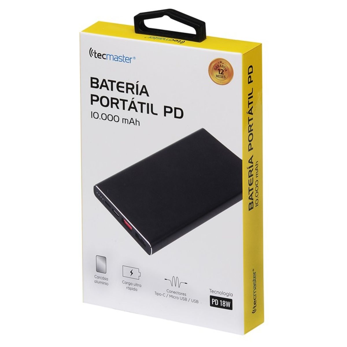 TECMASTER - Bateria Portatil 10000 Mah Tecmaster Tipo C Usb Micro Usb