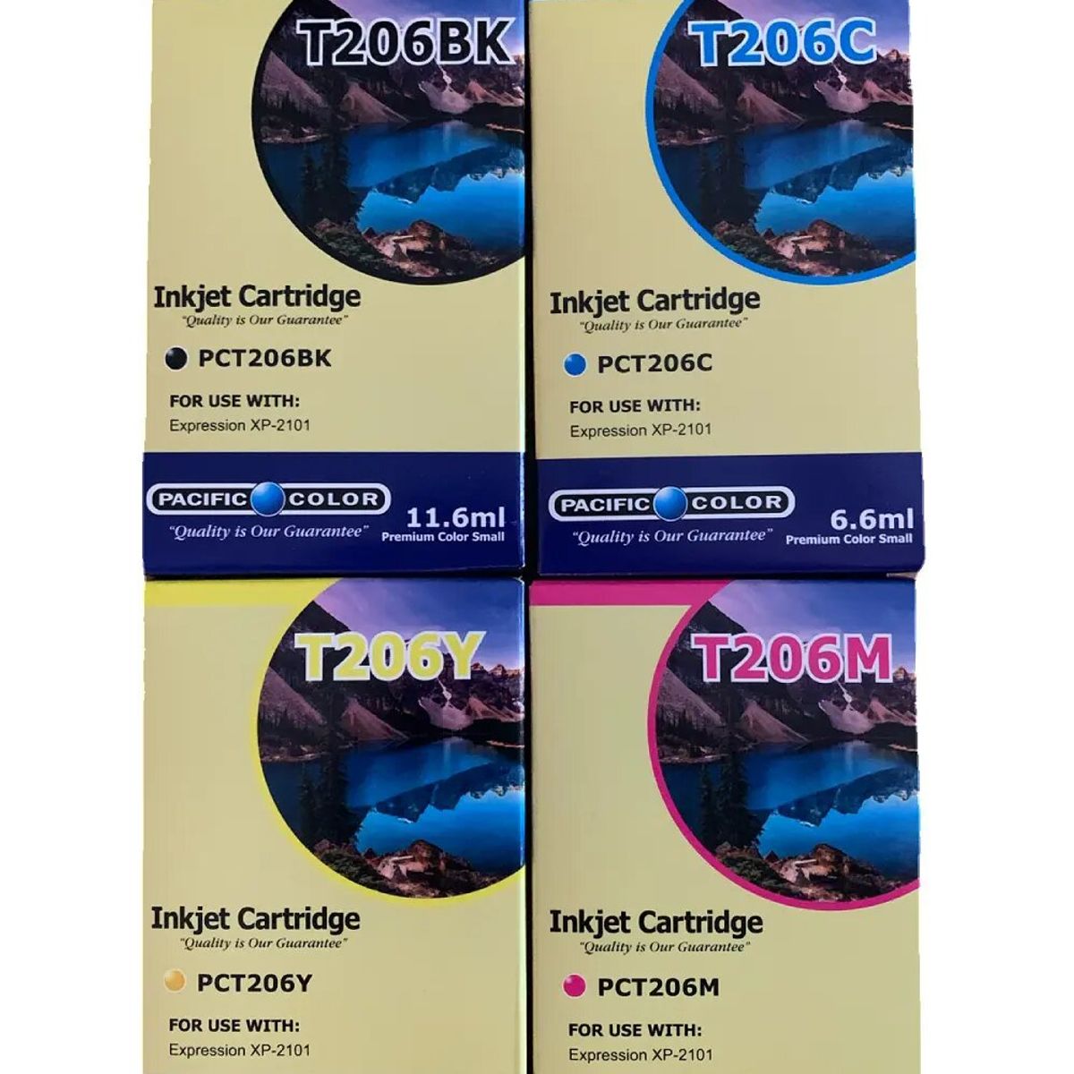 PACIFIC COLOR - Pack 4 tintas Epson 206 Alternativas XP-2101