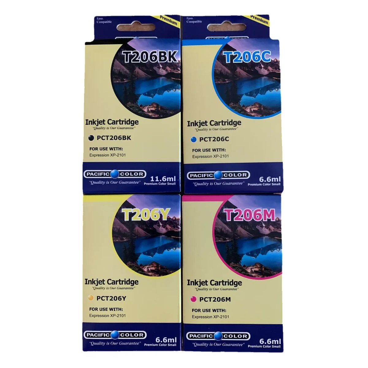 PACIFIC COLOR - Pack 4 tintas Epson 206 Alternativas XP-2101