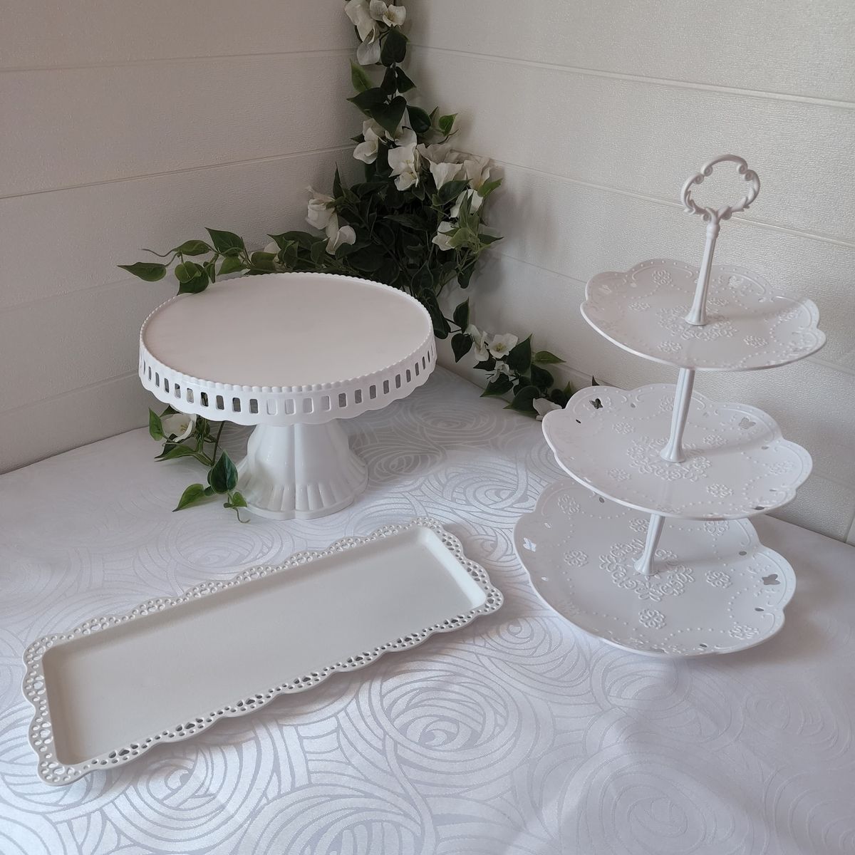 GENERICO - Set 3 Piezas Candy Bar (Porta Torta, Porta Cupcake, Bandeja)