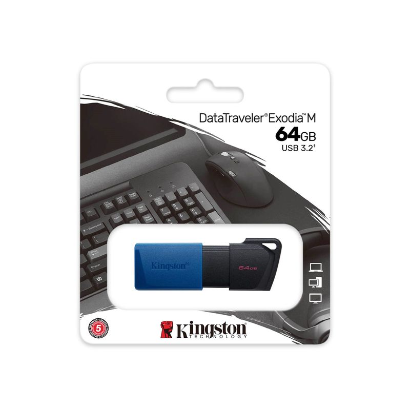 KINGSTON - Pendrive Kingston Exodia M Negro USB 3.2 DataTraveler 64GB