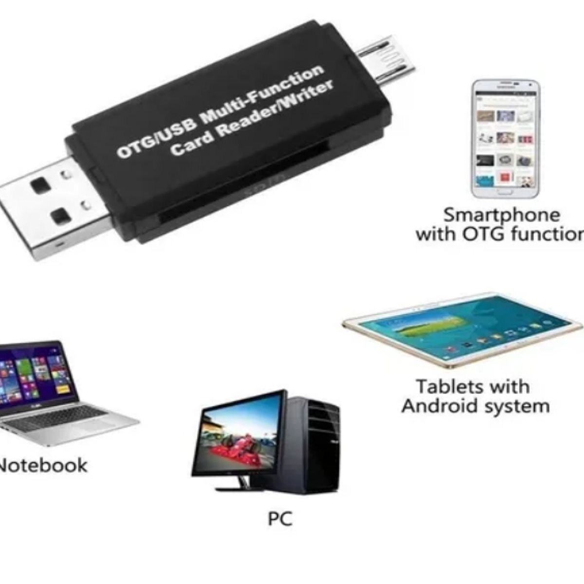 GENERICO - Adaptador Usb 3 En 1 Lector Tarjeta Sd Micro Sd