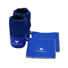 EXPRENEE - Set 3 Toalla Microfibra Natacion Viaje Trekking Pack 2 Azul