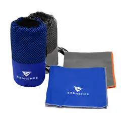 EXPRENEE - Set 3 Toalla Microfibra Natacion Viaje Pack 2 Azul Gris