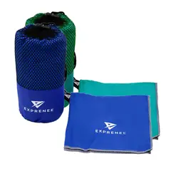 EXPRENEE - Set 3 Toalla Microfibra Natacion Viaje Pack 2 Azul Turquesa