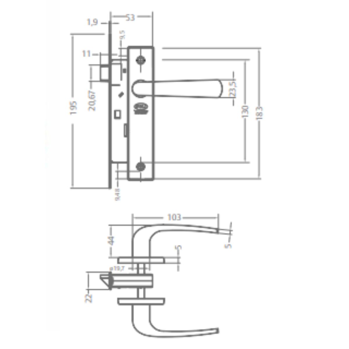 POLI - Cerradura embutida Clásica Poli B40 Loggia