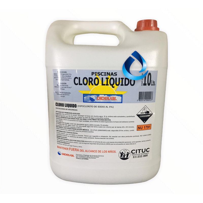 GENERICO - Cloro Liquido Para Piscinas Bidón 5 Litros