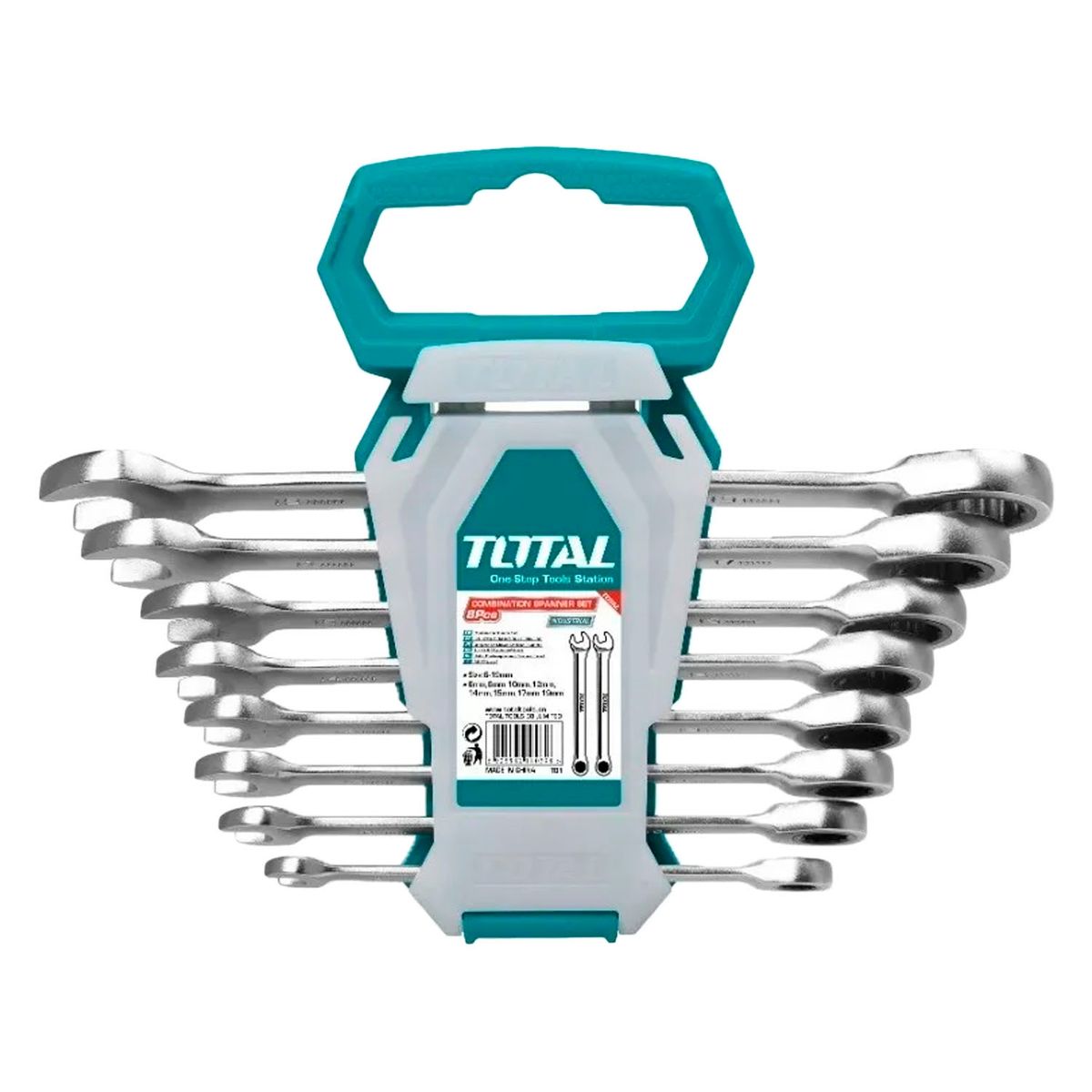 TOTAL TOOLS - Set Juego Llaves Punta De Corona Con Chicharra 8 Pcs