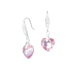 JOYAS MONTERO - Aros Amor Plata Italiana 925 y Cristal Genuino Rose Shimmer