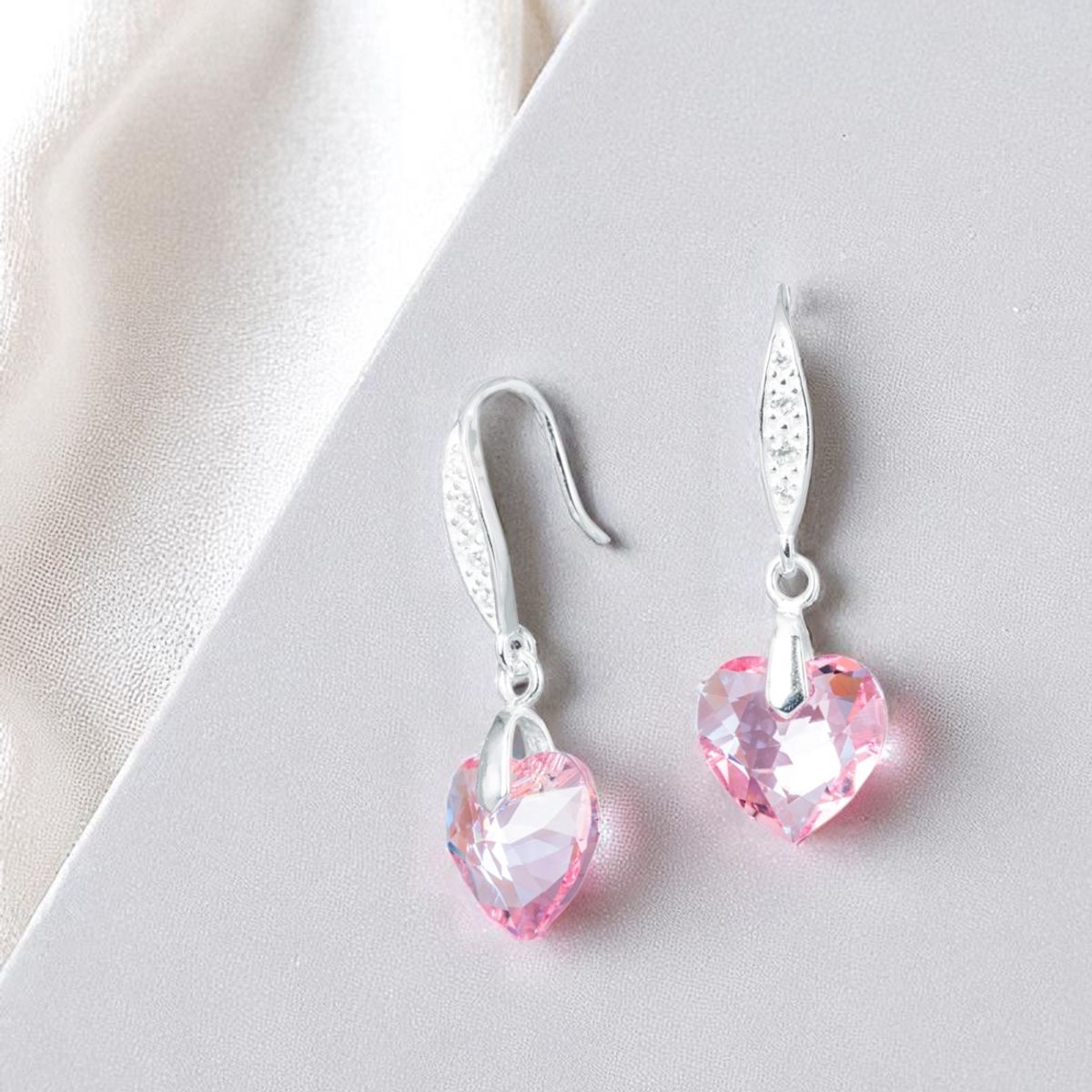 JOYAS MONTERO - Aros Amor Plata 925 creado con cristales de Swarovski® Rose