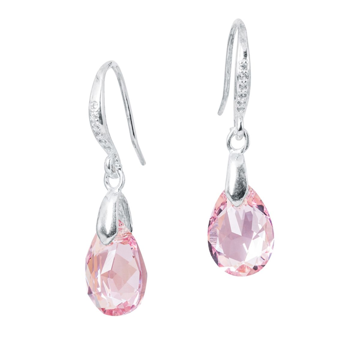 JOYAS MONTERO - Aros Gota de Luz Plata 925 creado con cristales de Swarovski® Light Rose